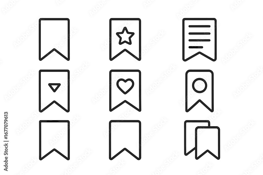 Aufkleber bookmark line icon set. save and tag symbols for web and app interface. vector collection of favorit