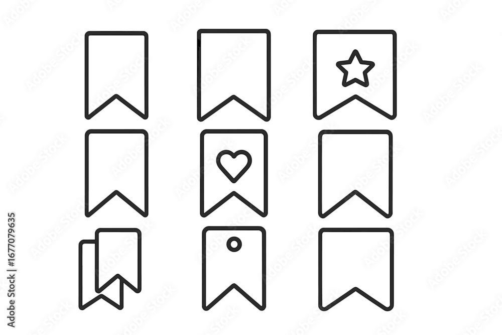 Aufkleber bookmark line icon set for save and favorite symbols. vector collection of tags, labels and marks wi