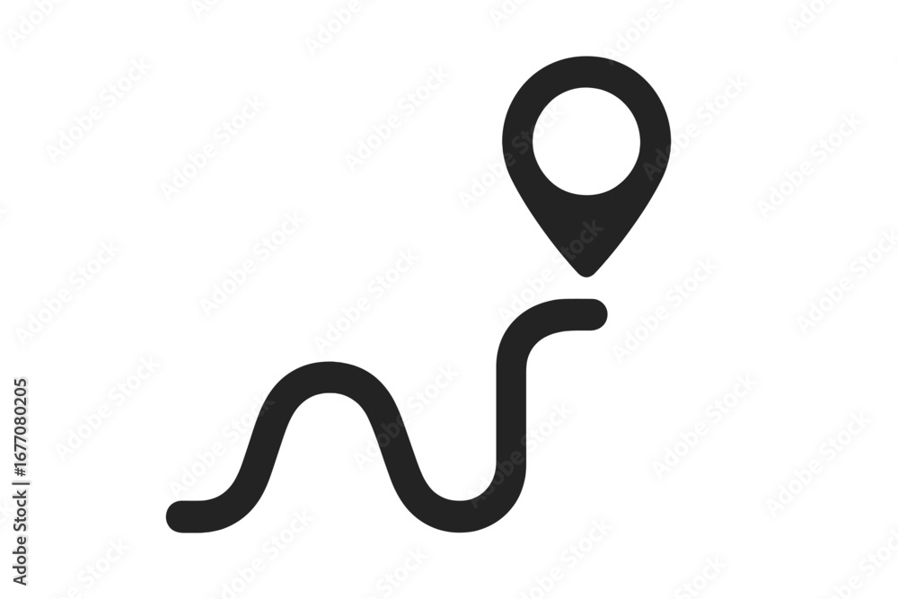 Leinwandbilder route icon with map pin. destination pointer. gps navigation symbol. location marker for map. path, 