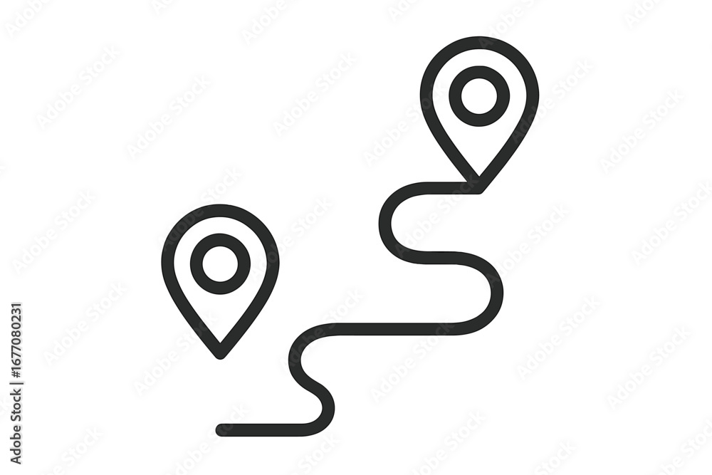 Aufkleber route with map pins. location marker icon. destination point. navigation, direction, and gps symbol.