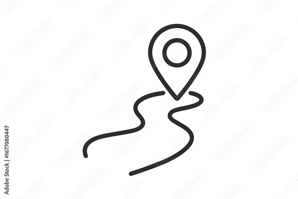 Aufkleber route icon with map pin. road map with location pointer. gps navigation symbol for destination or jo