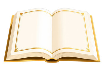 Open Golden Book Pages with Transparent Background, Vintage Illustration for Design