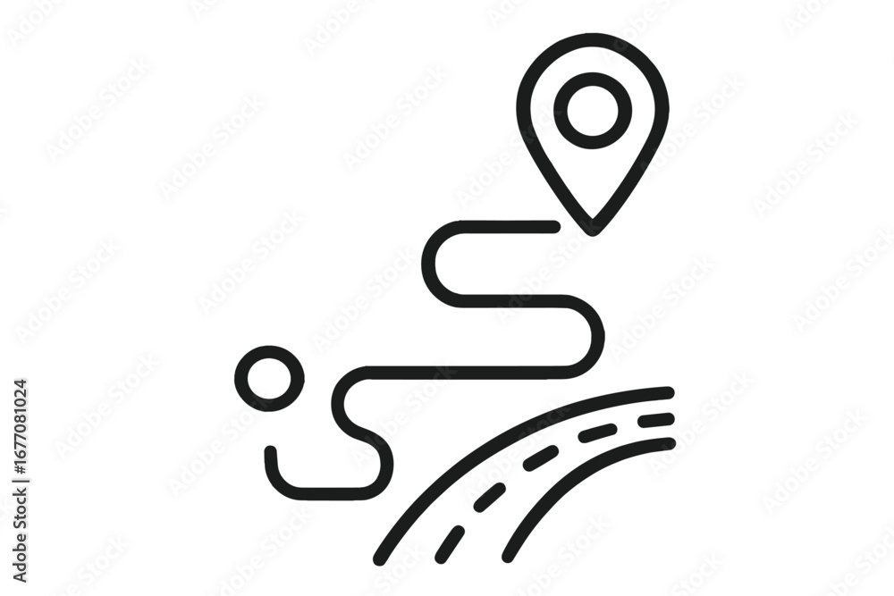 Poster route and map pin icon. navigation, destination, and location concept. gps tracking symbol for roadm
