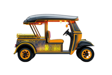 Side view of a stylized vintage-style tuk-tuk