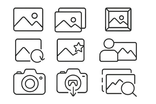 Minimalist Picture Line Icon Set for Graphic and Web Design, App UI, Advertising, and Digital Cards, Vector Outline Collection with Transparent Background, Ordered Set 1