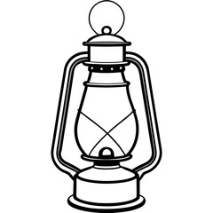 Vintage Lantern Line Art Vector