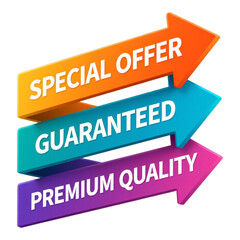Orange Special Offer Arrow on Transparent Background, 3D Realism Graphic for Branding