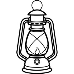 Vintage Lantern Line Art Vector