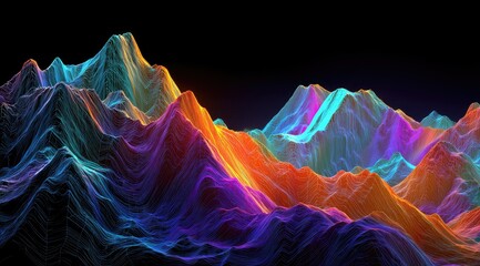 Abstract vibrant mountain range