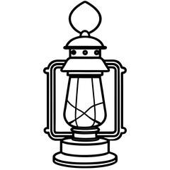 Vintage Lantern Line Art Vector