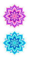 Pink and Purple Mandala Design Element with Transparent Background, Glossy Illustration for Branding
