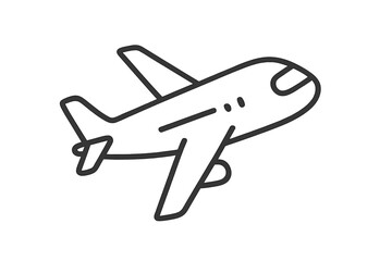 Airplane line icon for travel and transport. Simple vector plane symbol for aviation, flight, and tourism concepts. Outline aircraft illustration for web, app, and graphic design.