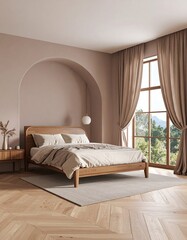 Bedroom interior, warm tones
