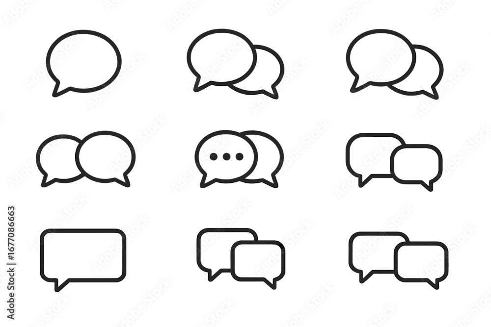 Poster speech bubble line icon set. talk, chat, dialogue, and communication symbols. conversation and messa