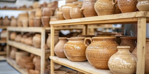 Fototapeta premium A celebration of artistry with handcrafted ceramics on display.
