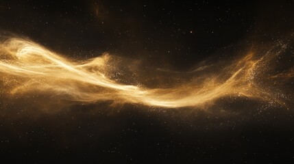 Golden cosmic stream against a dark starry night sky