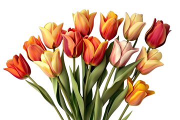 Vibrant bouquet of tulips in warm orange and peach tones