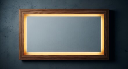 Illuminated Wooden Framed Mirror.