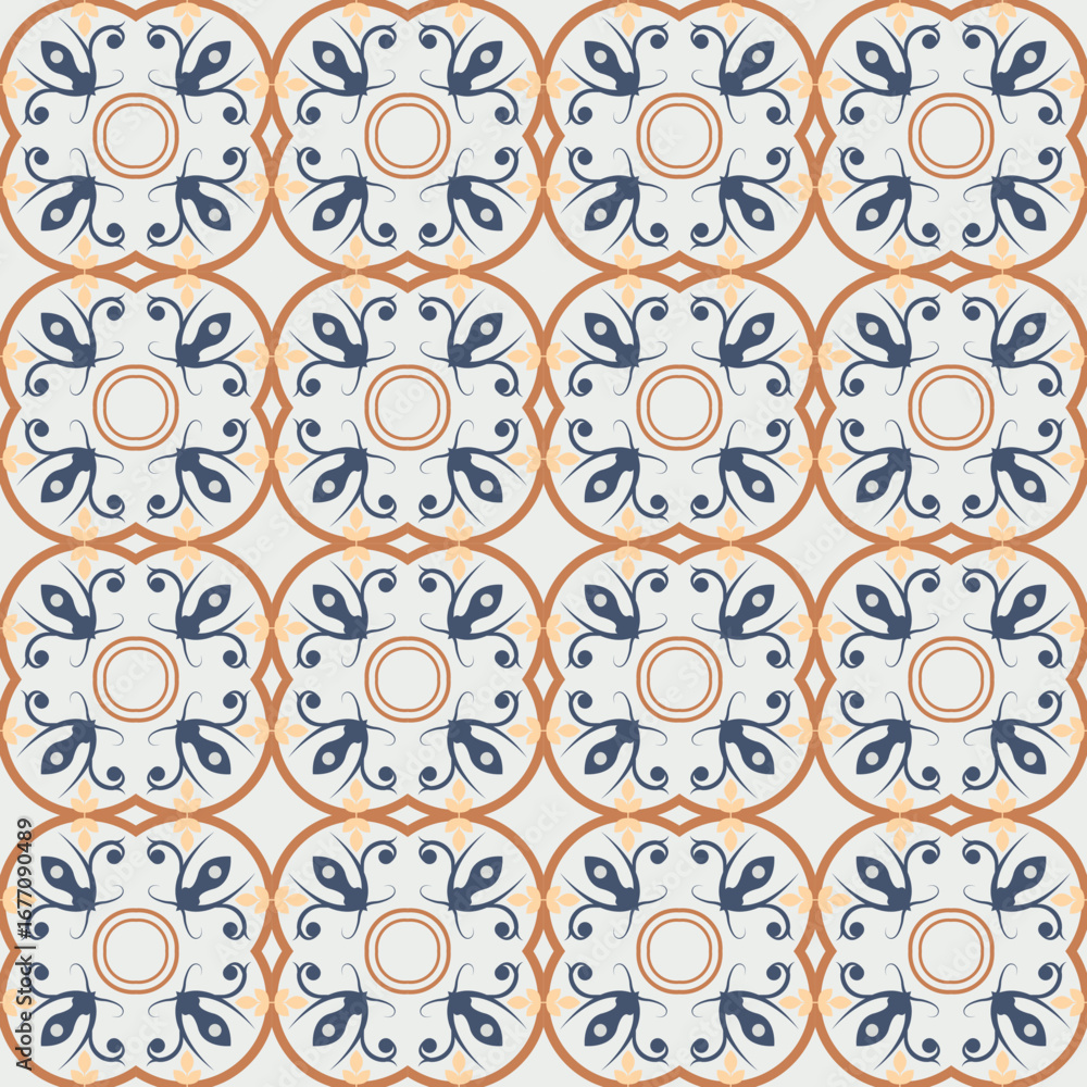 Poster repeating classical symmetric shapes decor pattern tiles vector design