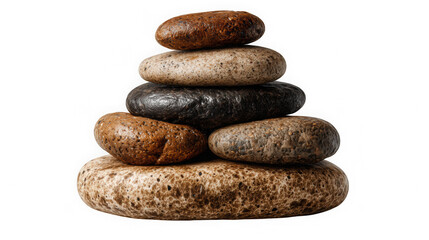 Balanced stack of pebbles zen stones on black background