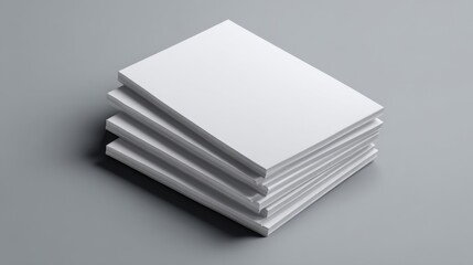 Stack of neatly folded white paper towels on a smooth gray , minimalistic and clean presentation