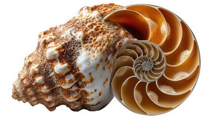 Nautilus spiral shell isolated minimalist layout