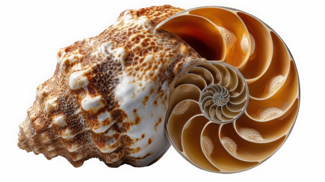 Nautilus spiral shell isolated minimalist layout