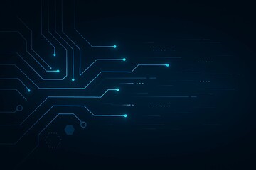 Blue circuit board technical glowing line background