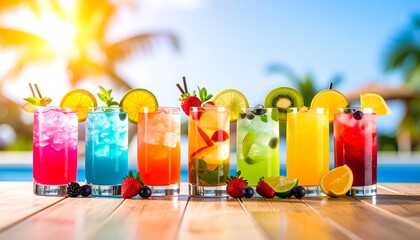 Colorful drinks, summer