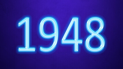 Glowing blue number design of 1948 on blue background.