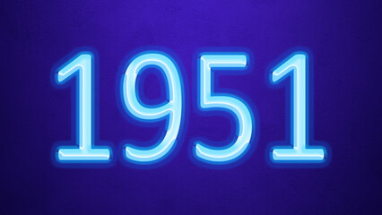 Glowing blue number design of 1951 on blue background.