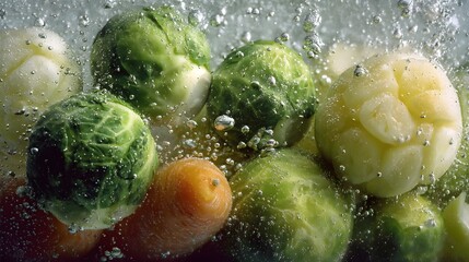 Fresh Colorful Vegetables with Water Splash