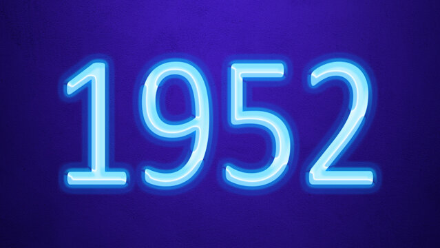 Glowing blue number design of 1952 on blue background.