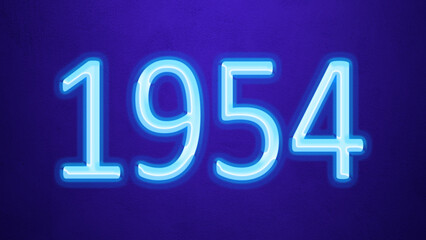Glowing blue number design of 1954 on blue background.