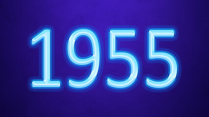 Glowing blue number design of 1955 on blue background.