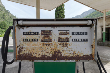 Abandoned petrol pump at D6202 Roude de Grenoble in Provence, southern France