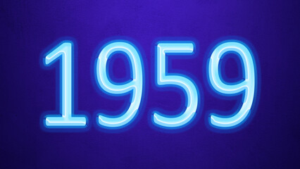 Glowing blue number design of 1959 on blue background.