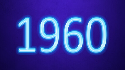 Glowing blue number design of 1960 on blue background.