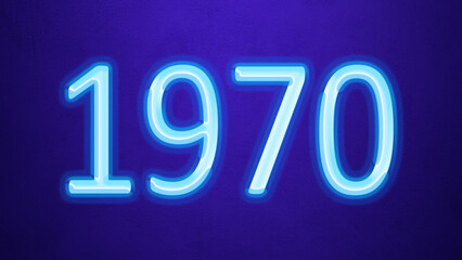 Glowing blue number design of 1970 on blue background.