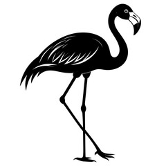 Black silhouette of a flamingo