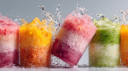 Colorful Fresh Fruit Smoothies with Splash