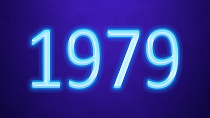 Glowing blue number design of 1979 on blue background.