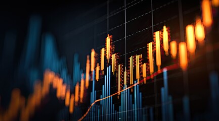Financial data on a screen, showing stock charts