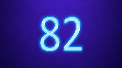 Glowing blue number design of 82 on blue background.
