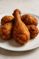 Crispy Fried Chicken A Delicious and Classic Dish on a Simple White Plate