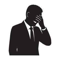 Man in suit laughing hysterically covering face emotion silhouette