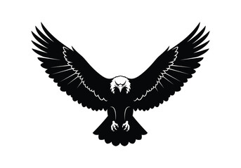 Obraz premium Majestic soaring eagle silhouette spreading wings open for flight majestic bird