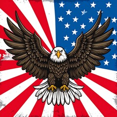 Bald eagle against American flag (1)