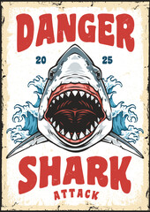 Surfer faces ocean risks with shark warning sign