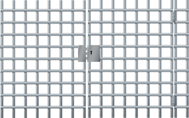 Realistic prison metal bars. Prison fence jail. Iron jail cage. Template design for criminal or sentence. Vector illustration